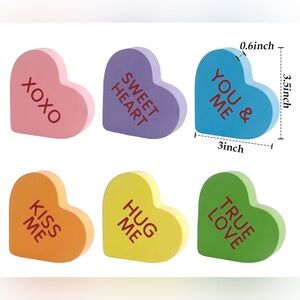 Valentine’s Day Decor Conversation Wooden Heart Sign - 6 Styles 3.5” New